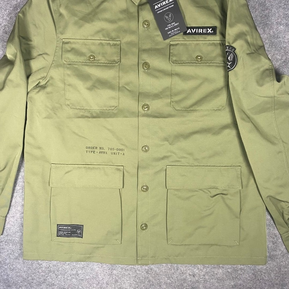 AVIREX Dragon Parachute Military Jacket Mens XL Olive Green Embroidered NWT - Picture 3 of 16